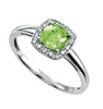 Elements Gold Cushion Cut Peridot Ring with Diamond Surround