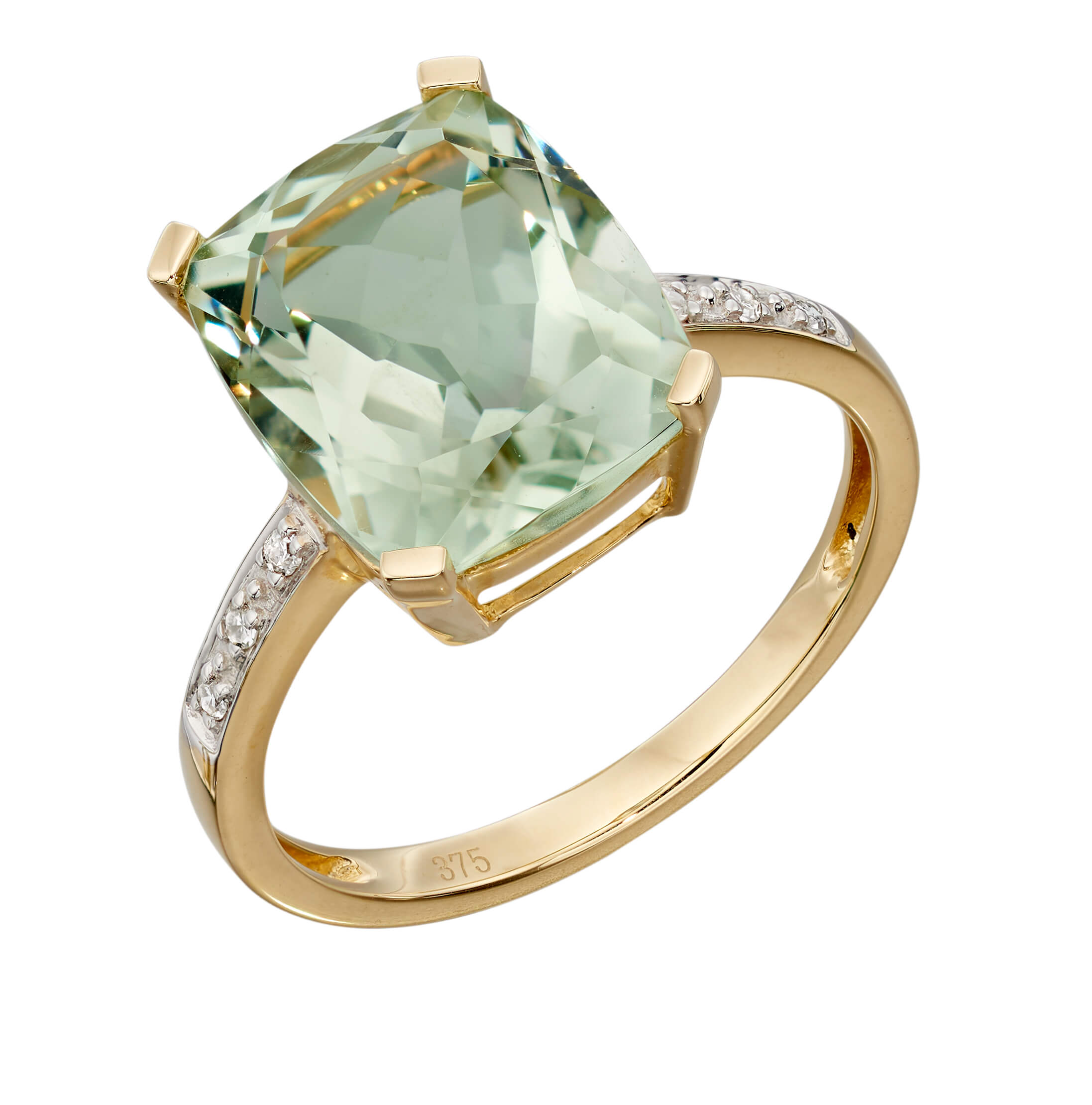 Elements Gold Statement-Ring mit Halbedelstein und Diamantbesatz an den Seiten