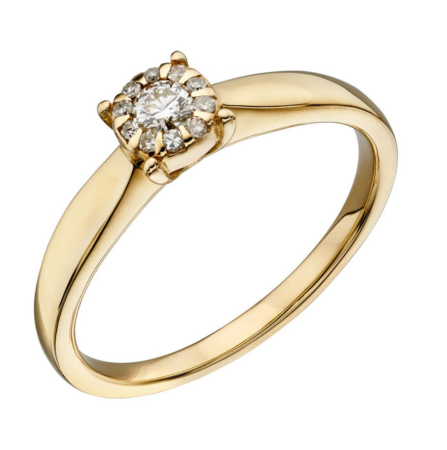 Anillo tipo racimo de diamantes Elements Gold