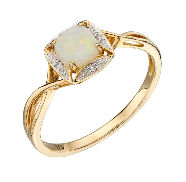 Anillo Elements Gold de Hombro Trenzado con Piedras Semipreciosas y Diamantes Circundantes