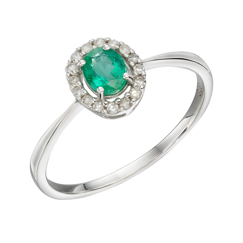 Anillo de oro Elements con piedras preciosas y racimo de diamantes alrededor