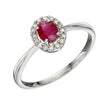 Anillo de oro Elements con piedras preciosas y racimo de diamantes alrededor