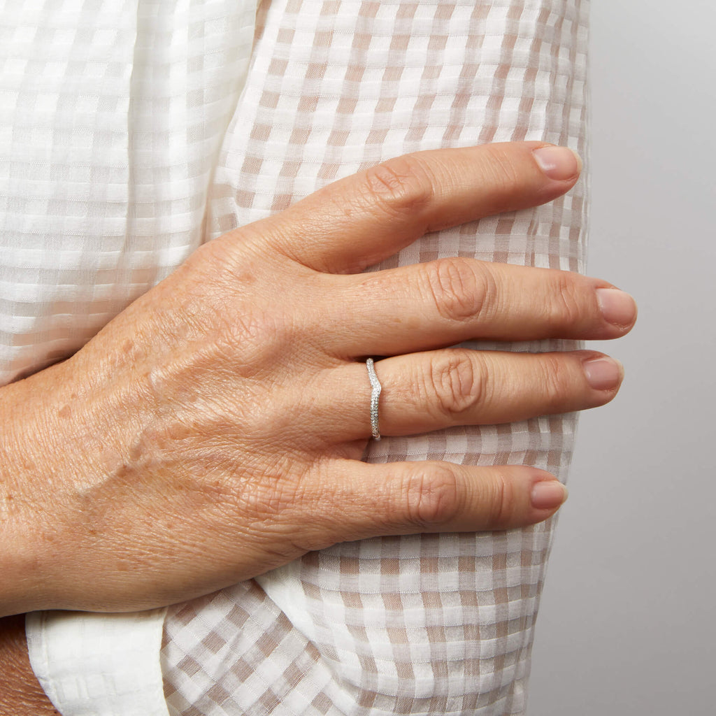 Elements Gold Micro Diamond Set V Shaped Ring