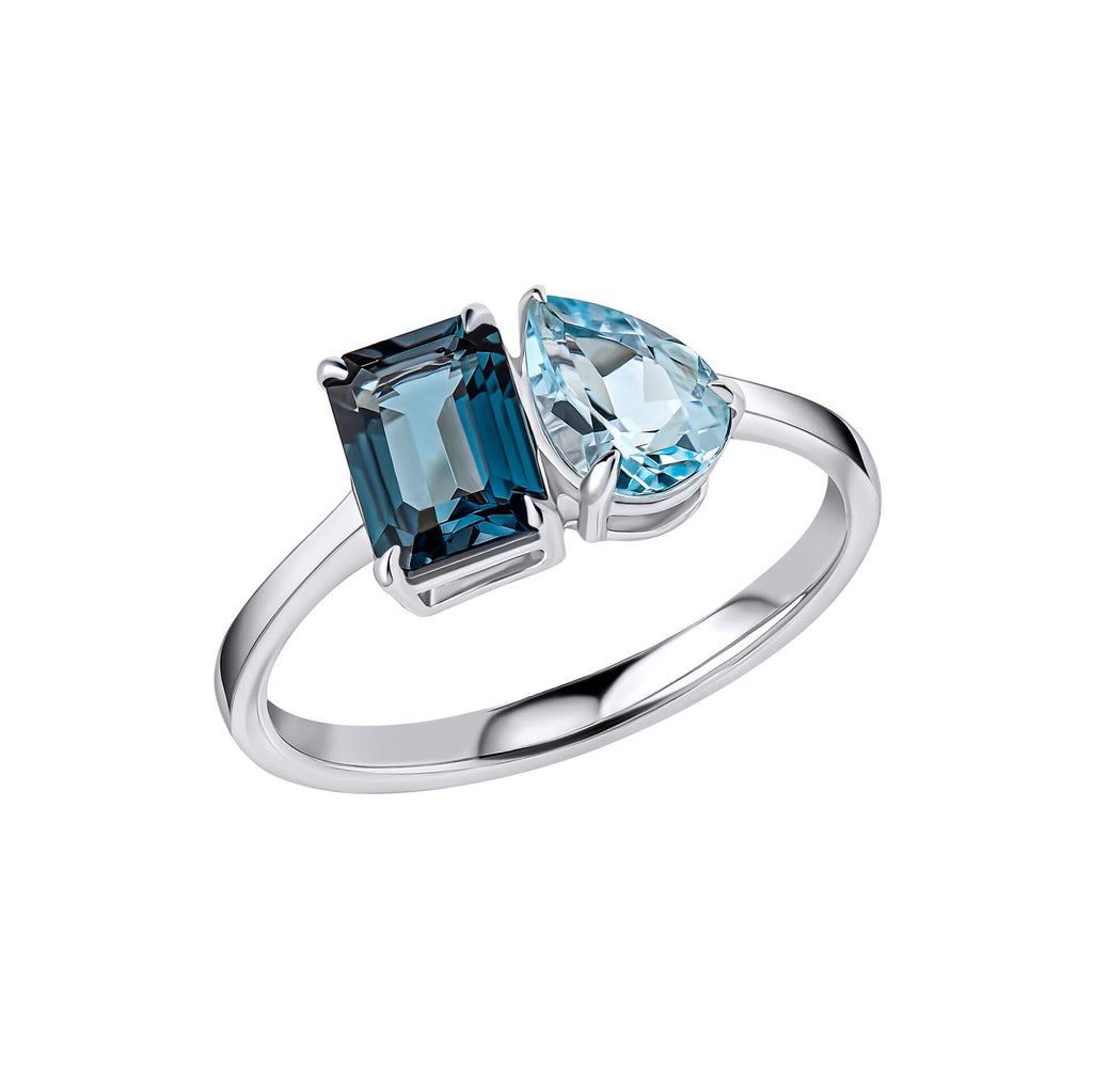 Elements Gold Toi et Moi Blautopas-Ring