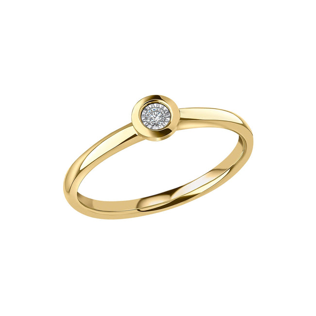 Elements Gold Rounded Bezel Diamond Ring