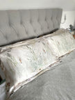 Cream and neutral Silk Pillowcase in hand painted 'Graceful' print, Standard size Oxford style Pillowcase