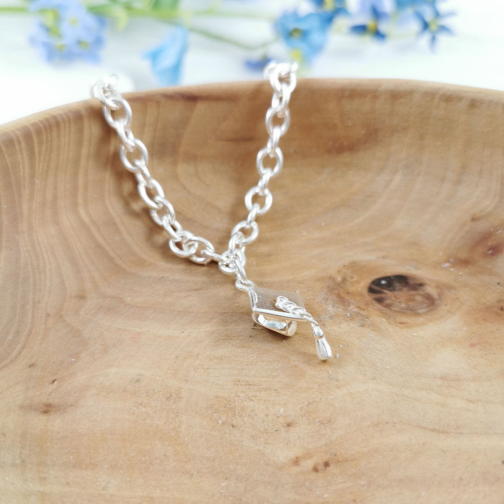 Mortar Board Personalised Silver Charm Bracelet