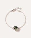 Pulsera de cadena eslabonada con elementos de ámbar verde