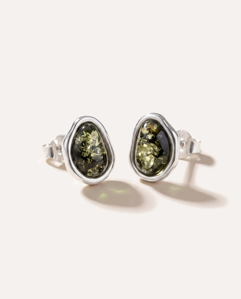 Pendientes de Tachuela ELEMENTS de Ámbar Verde