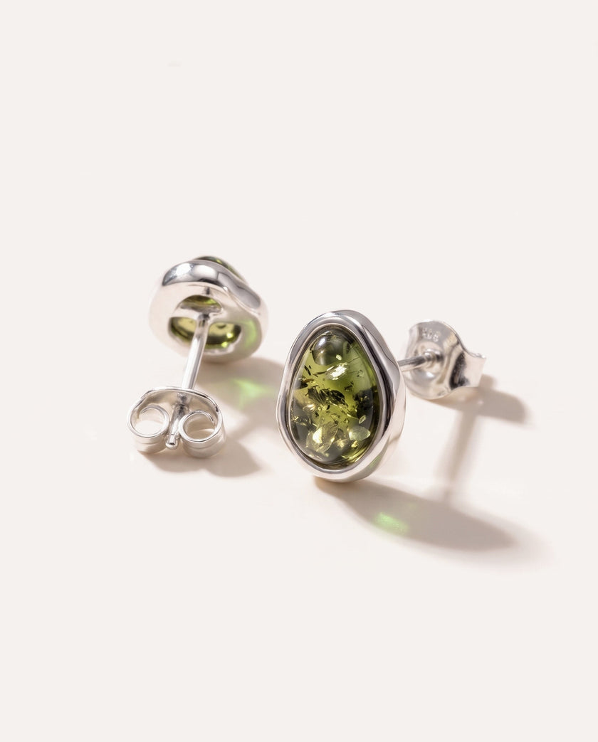 Pendientes de Tachuela ELEMENTS de Ámbar Verde