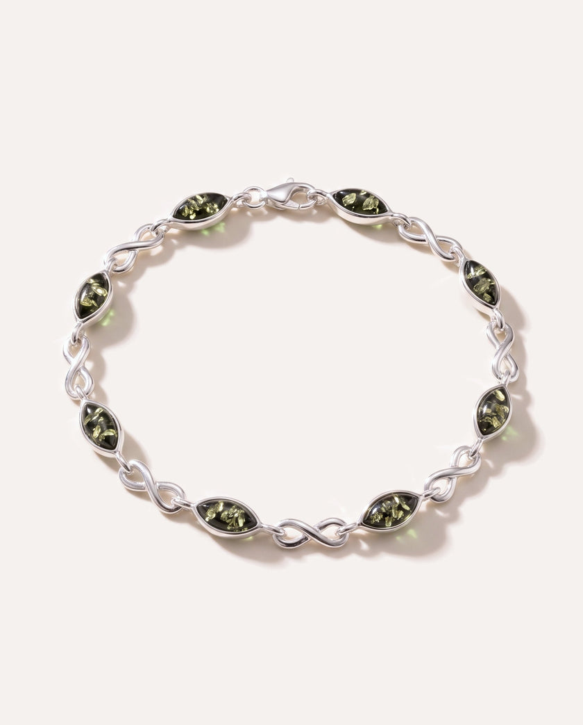 Pulsera Infinito de Ámbar Verde