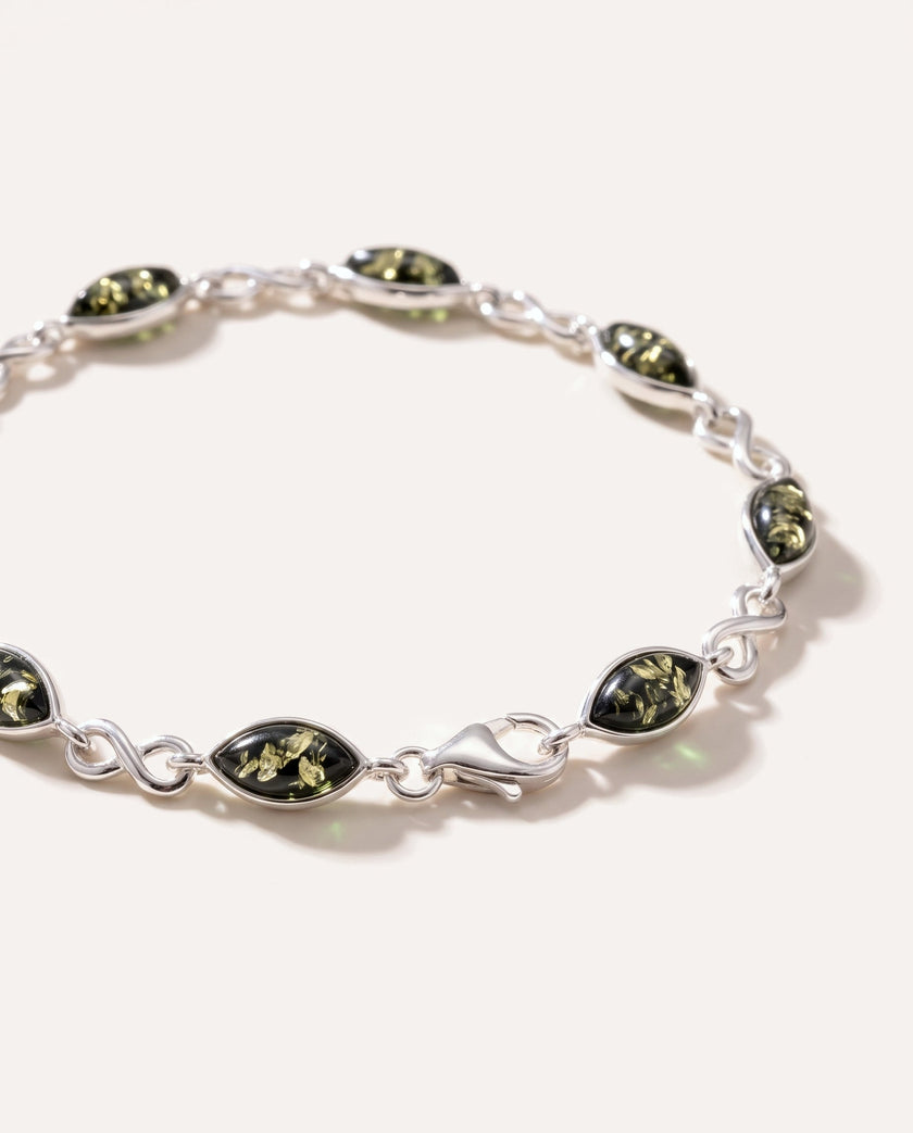 Pulsera Infinito de Ámbar Verde