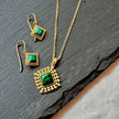 Etrusca Diamond Drop Earrings with Malachite