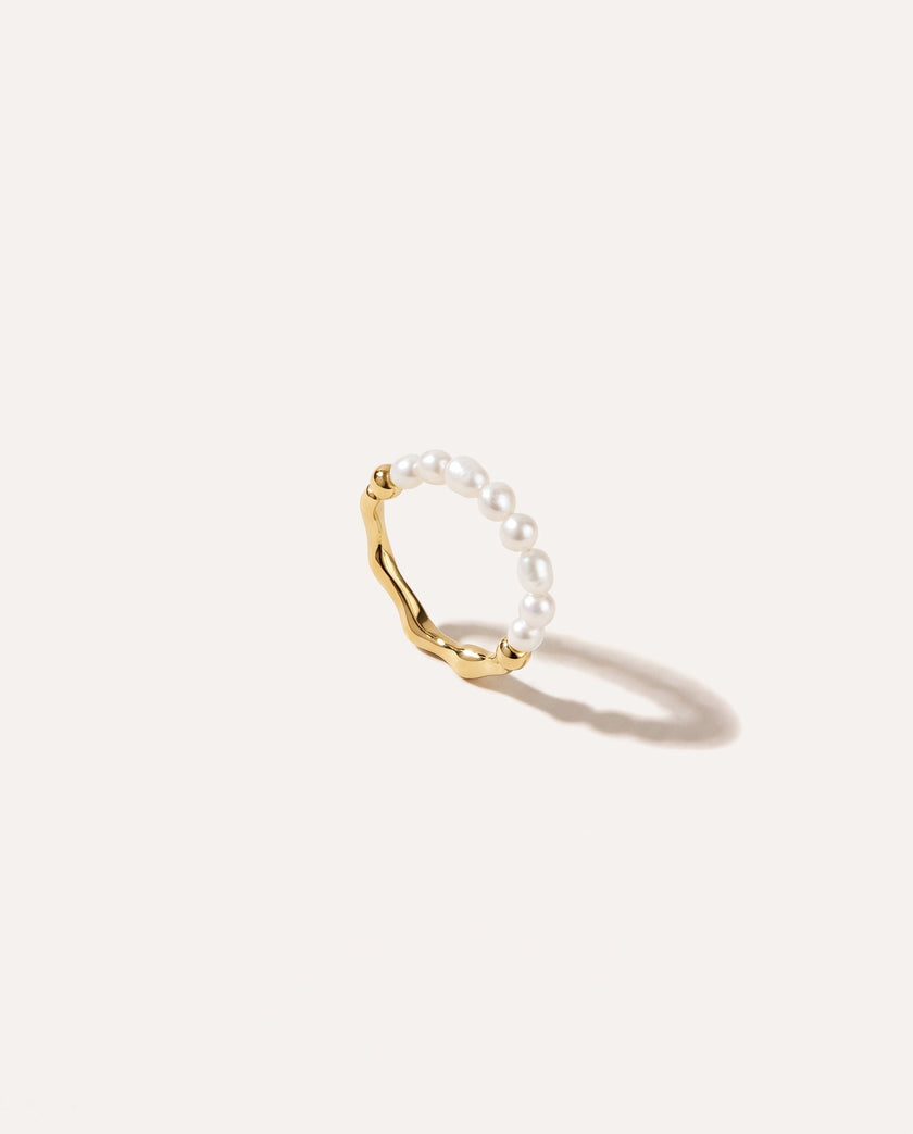 Hammered Pearl Ring