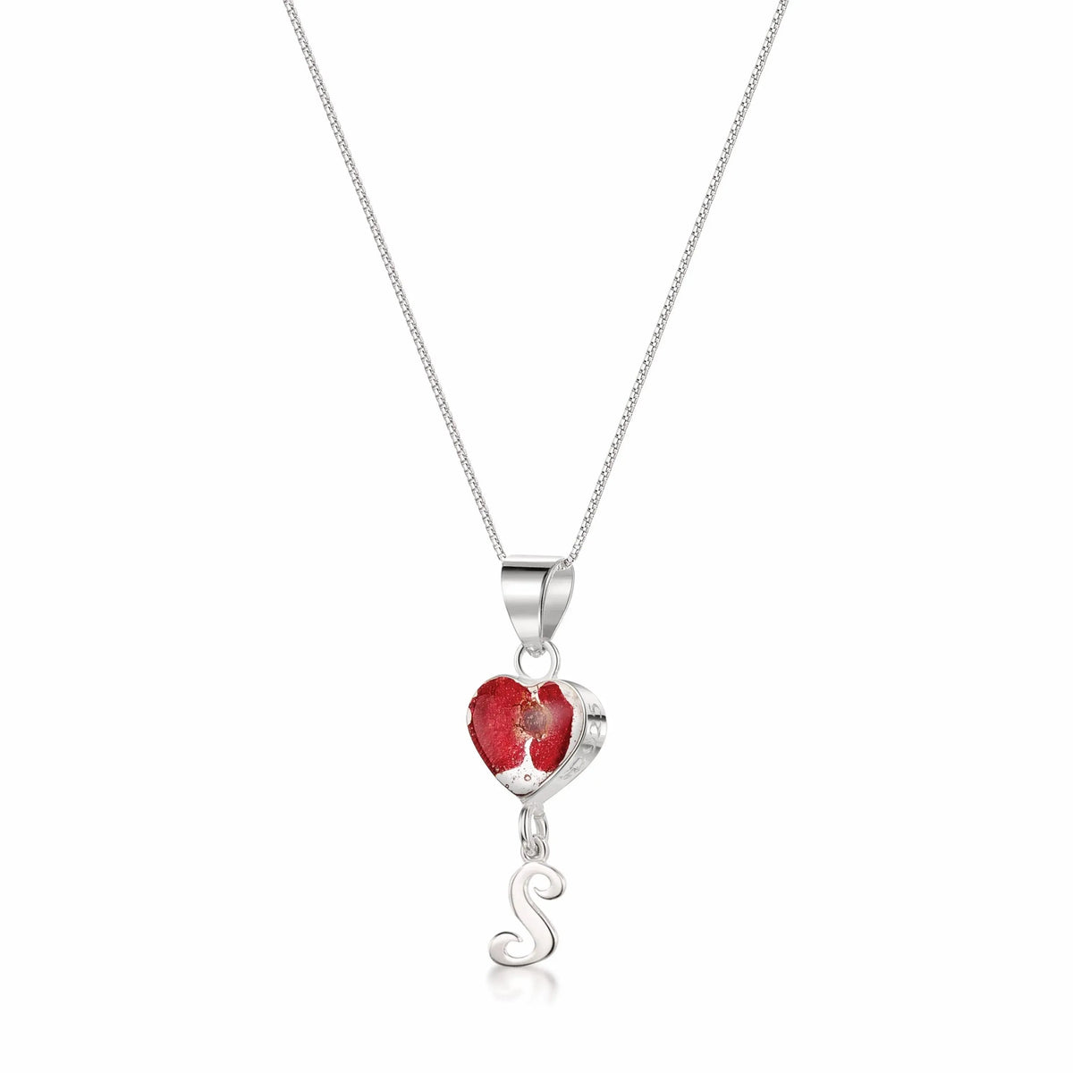 Poppy Initial Charm Heart Pendant Necklace with Heart Charm