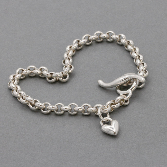 Heart Belcher Chain Charm Bracelet
