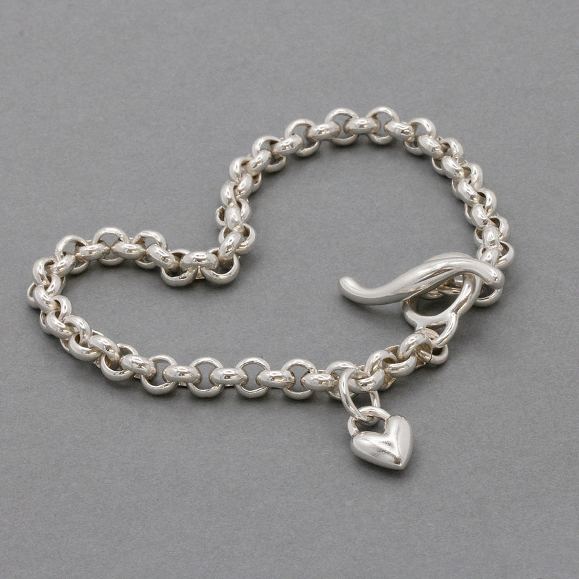 Heart Belcher Chain Charm Bracelet