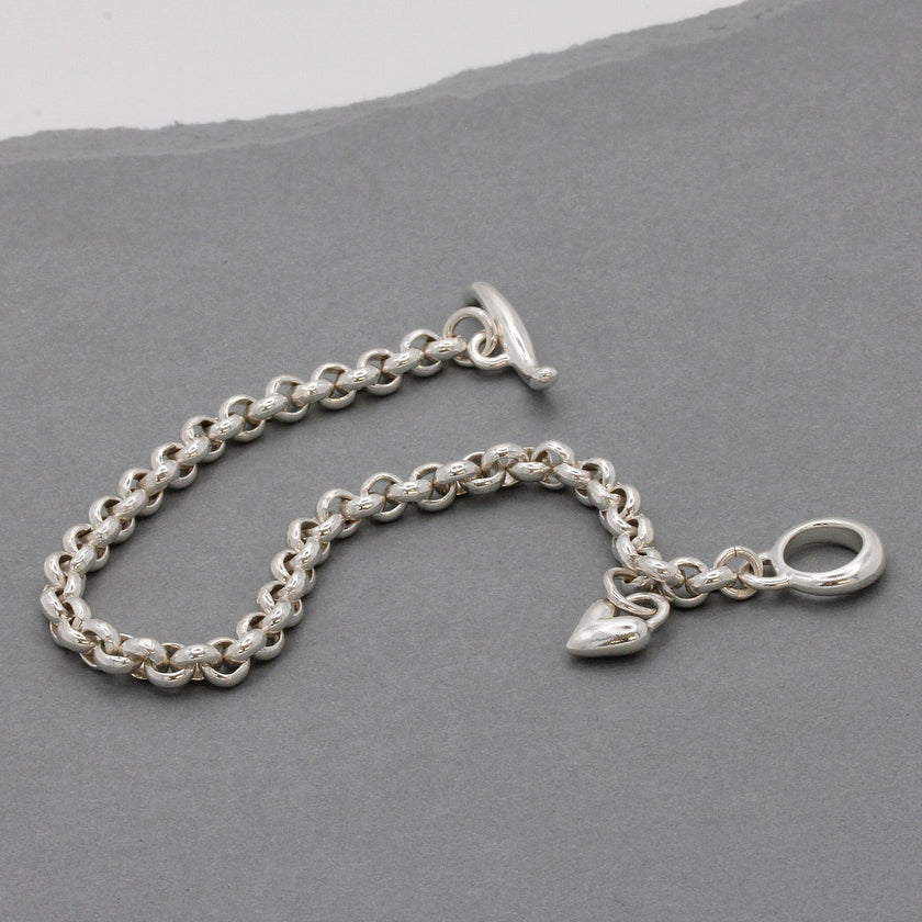 Heart Belcher Chain Charm Bracelet