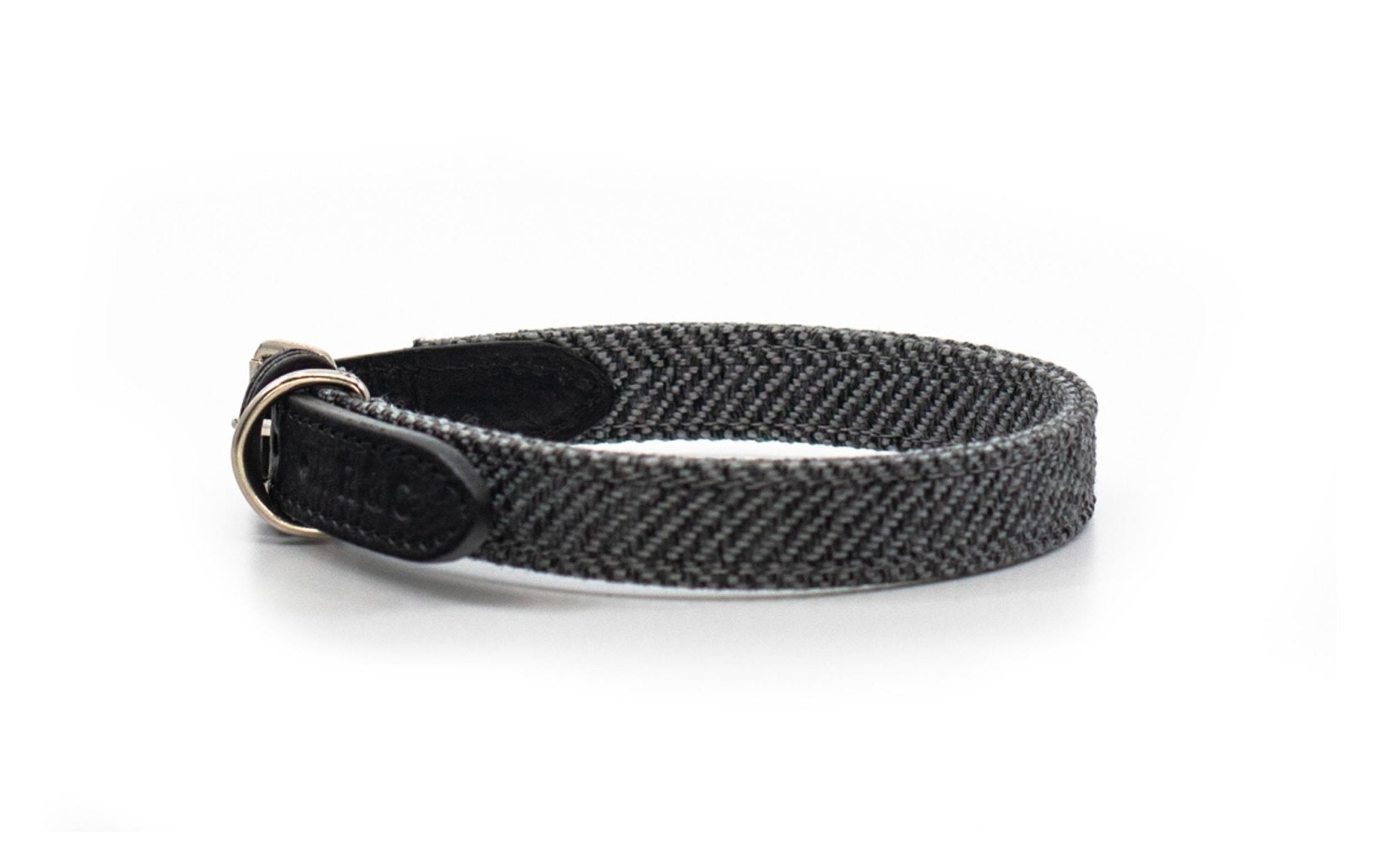 THE BALMORAL | LUXURY GREY HERRINGBONE & LEATHER DOG COLLAR