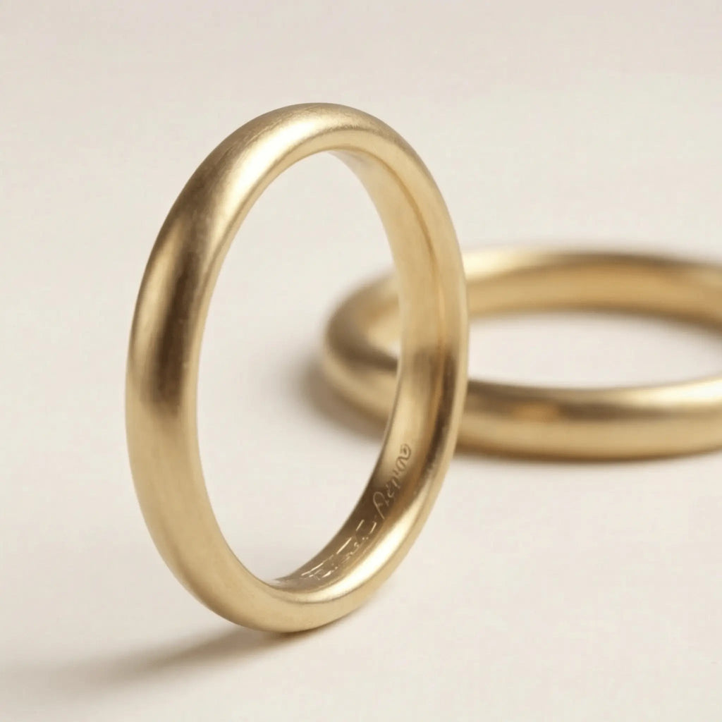 Slim Gold Wedding Band Set – Elara 2mm – 9ct/14ct/18ct Gold