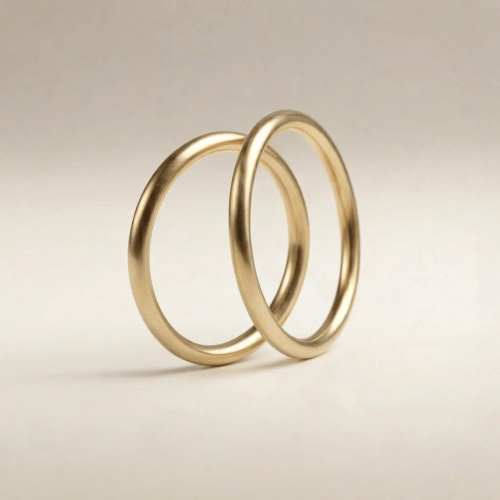 Slim Gold Wedding Band Set – Elara 2mm – 9ct/14ct/18ct Gold