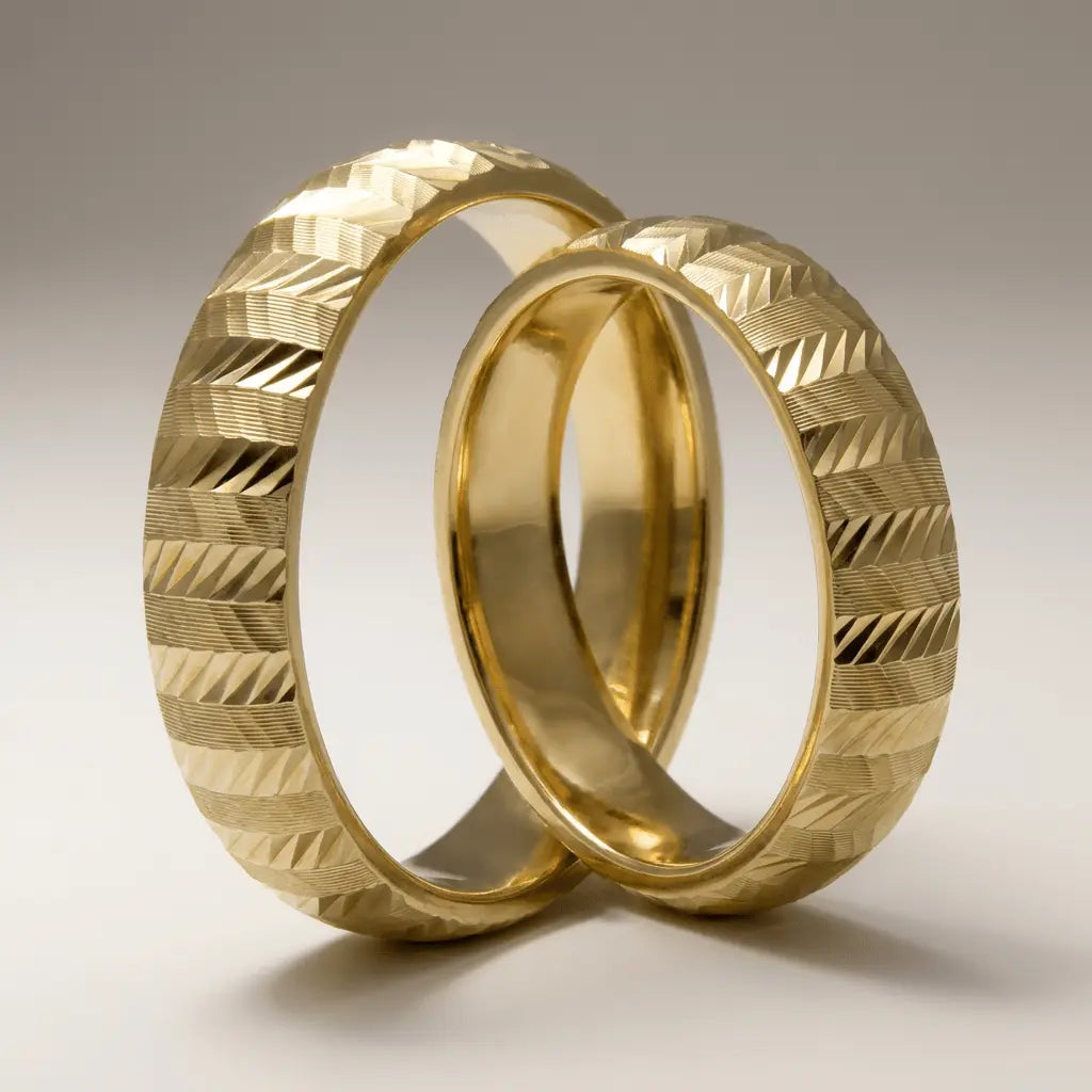 5mm Gold Wedding Band – Zigzag Faceted – 9ct/14ct/18ct Gold