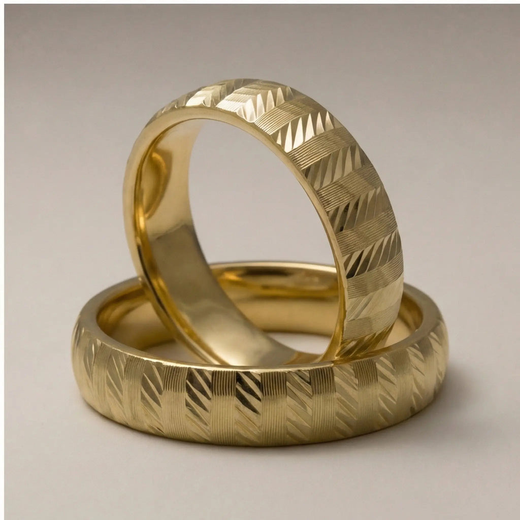 5mm Gold Wedding Band – Zigzag Faceted – 9ct/14ct/18ct Gold