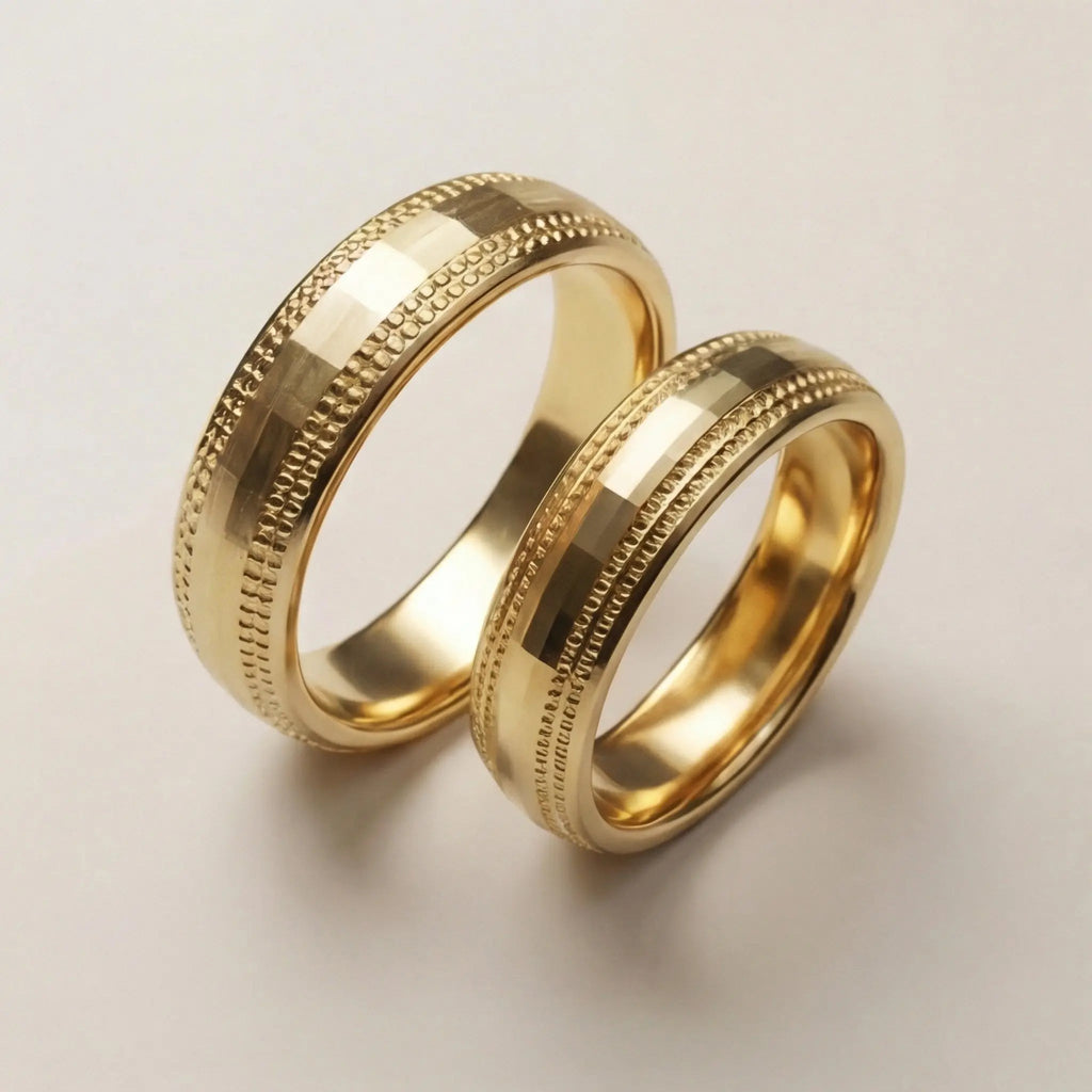 5mm Gold Wedding Band – Faceted Milgrain – 9ct/14ct/18ct Gold