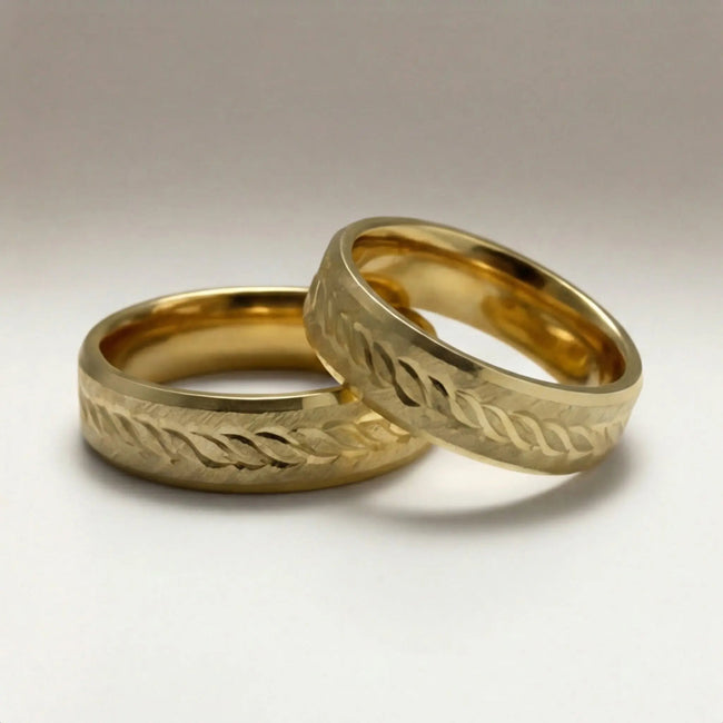 5mm Gold Wedding Band – Leaf Faceted – 9ct/14ct/18ct Gold