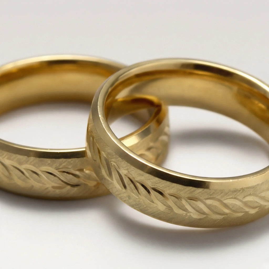5mm Gold Wedding Band – Leaf Faceted – 9ct/14ct/18ct Gold
