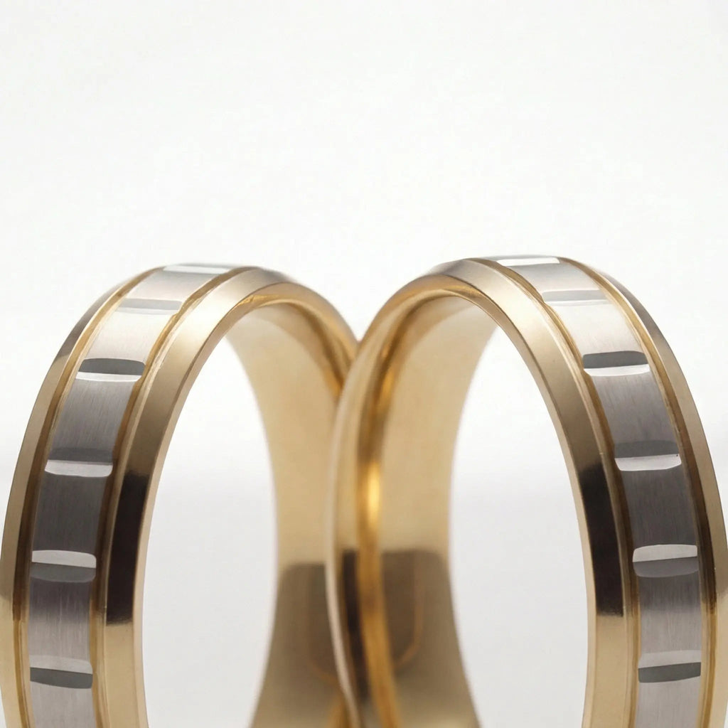 5mm Gold Wedding Band – Star Cut Two Tone – 9ct/14ct/18ct Gold