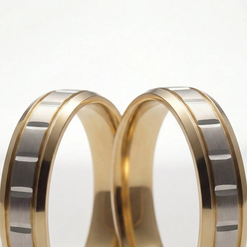 5mm Gold Wedding Band – Star Cut Two Tone – 9ct/14ct/18ct Gold