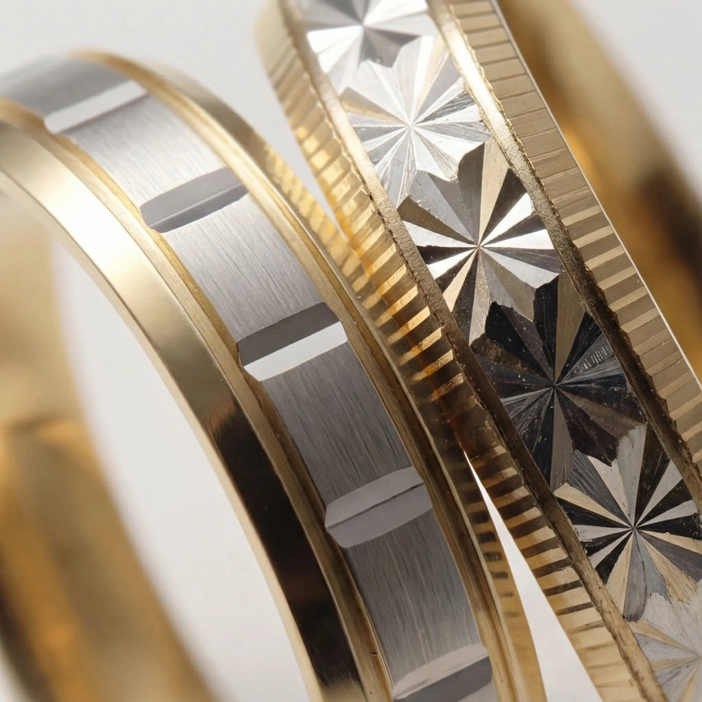 5mm Gold Wedding Band – Star Cut Two Tone – 9ct/14ct/18ct Gold
