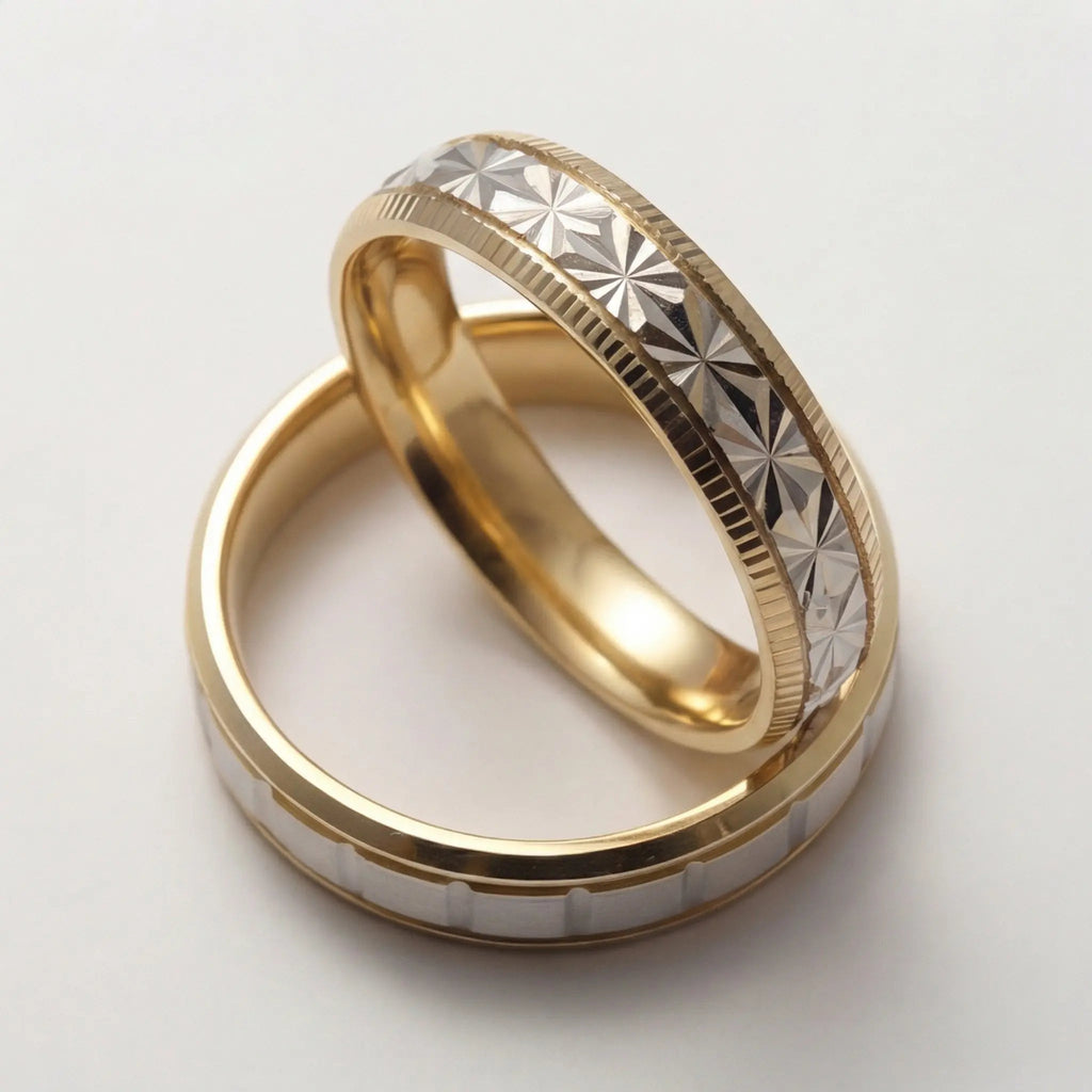 5mm Gold Wedding Band – Star Cut Two Tone – 9ct/14ct/18ct Gold