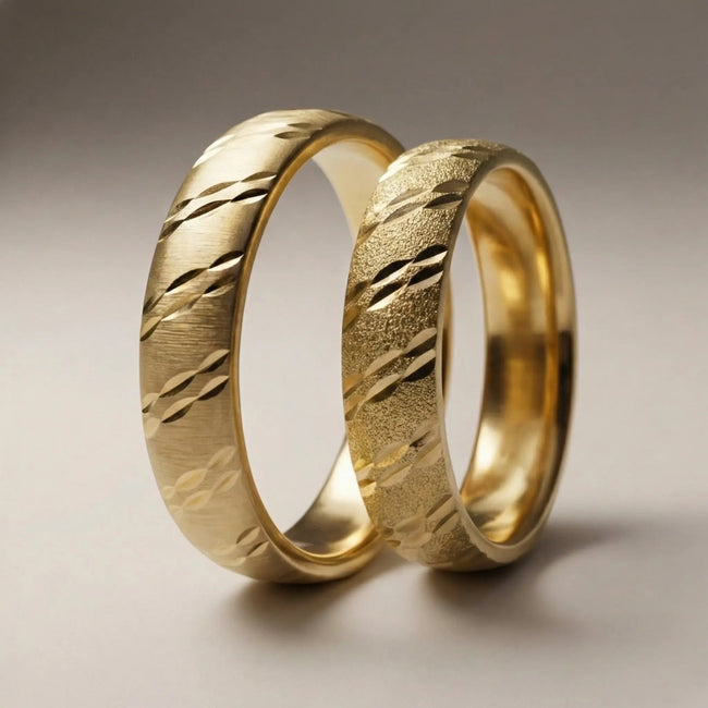 5mm Gold Wedding Band – Wave Faceted – 9ct/14ct/18ct Gold
