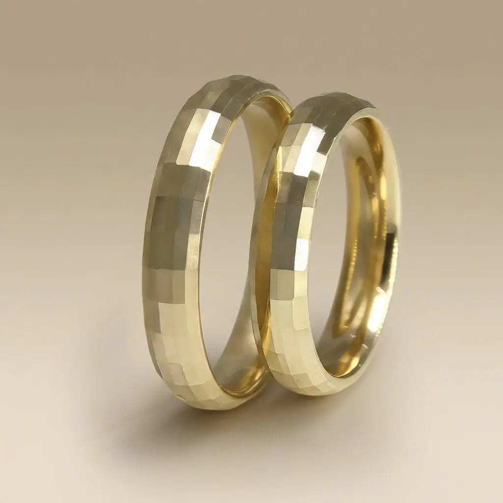 4mm Gold Wedding Band – Square Facet – 9ct/14ct/18ct Gold