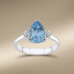 14ct/14K White Gold Natural Topaz & Diamond Ring – Pear Cut Topaz Diamond 1.95ct