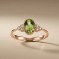 14ct/14K Rose Gold Natural Peridot & Diamond Ring – Peridot Diamond 0.83ct