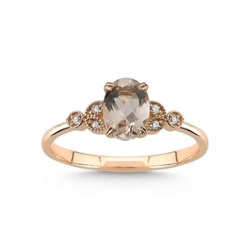 14ct/14K Rose Gold Natural Morganite & Diamond Engagement Ring – Morganite Diamond 0.6ct