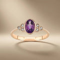 14ct/14K Rose Gold Natural Amethyst & Diamond Ring – Amethyst Diamond 0.54ct