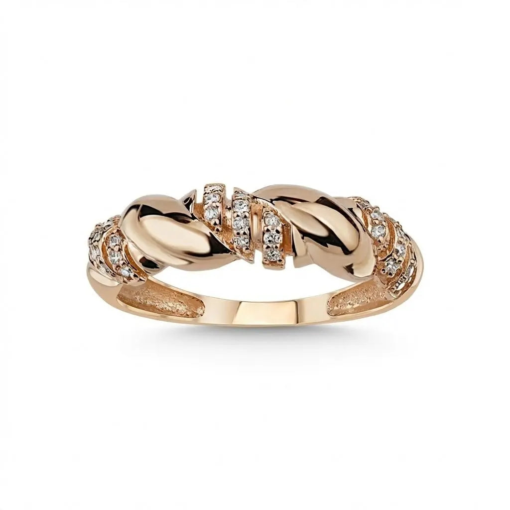14ct/14K Rose Gold Natural Diamond Ring – Twisted Diamond