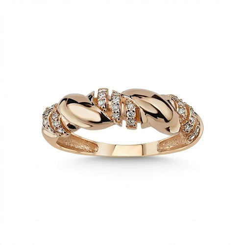 14ct/14K Rose Gold Natural Diamond Ring – Twisted Diamond