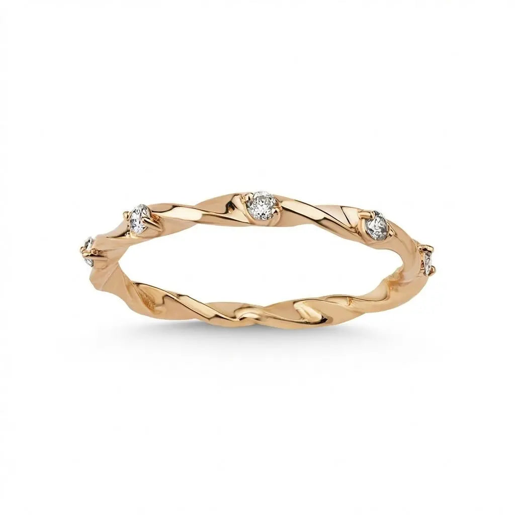 14ct/14K Rose Gold Natural Diamond Ring – Organic Twist Diamond