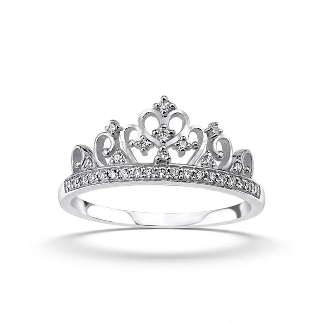 14ct/14K White Gold Natural Diamond Ring – Crown Diamond