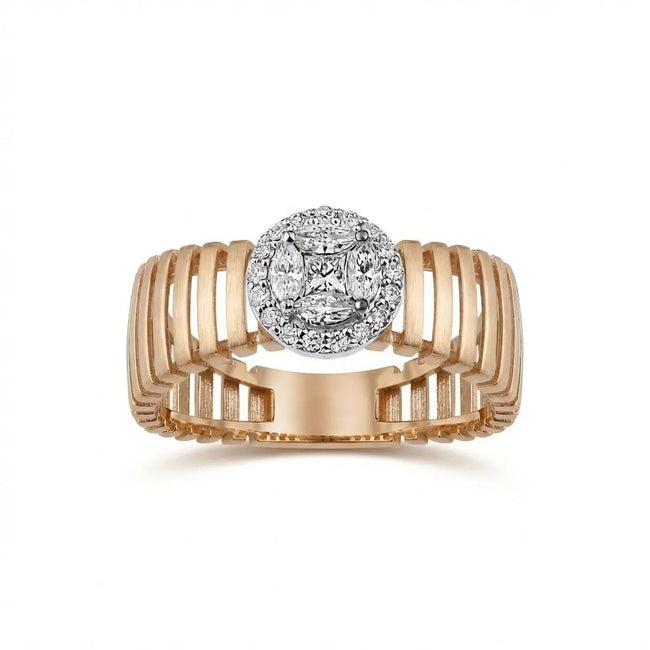 14ct/14K Rose Gold Natural Diamond Ring – Princess Halo Diamond