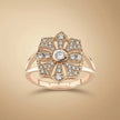 14ct/14K Rose Gold Natural Diamond Ring – Vintage Floral Diamond