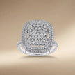 14ct/14K White Gold Natural Diamond Ring – Double Halo Diamond 1.06ct