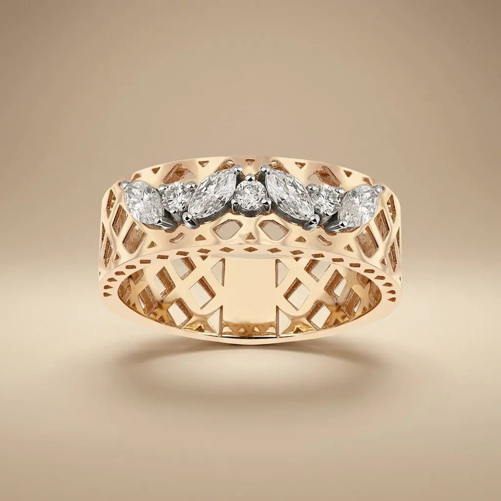 14ct/14K Gold Natural Diamond Ring – Marquise Diamond