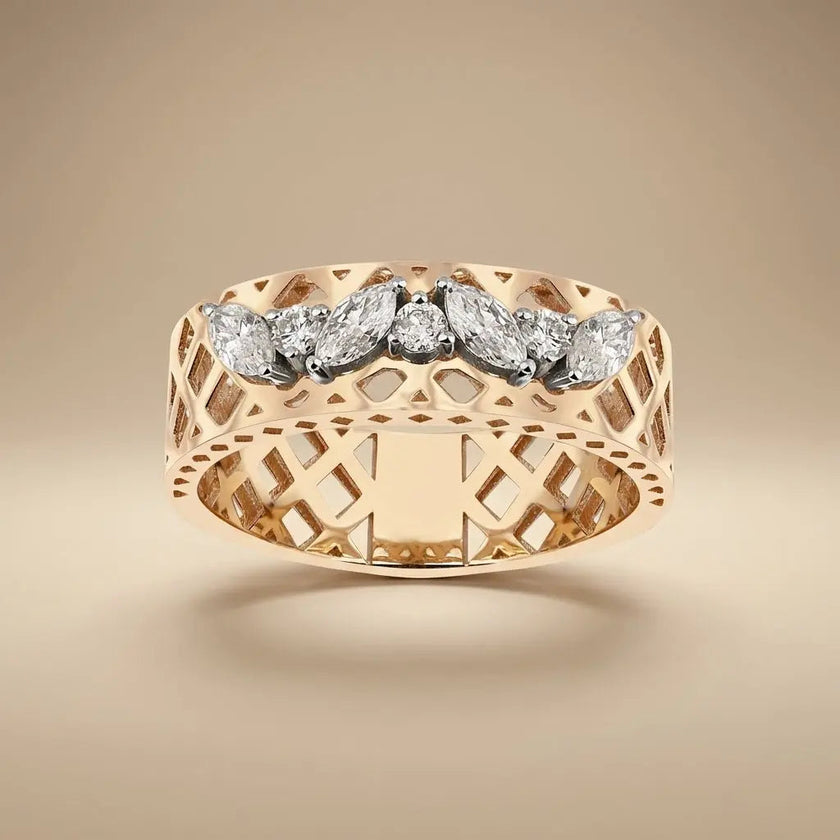 14ct/14K Gold Natural Diamond Ring – Marquise Diamond