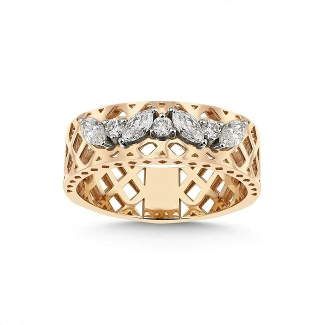 14ct/14K Gold Natural Diamond Ring – Marquise Diamond